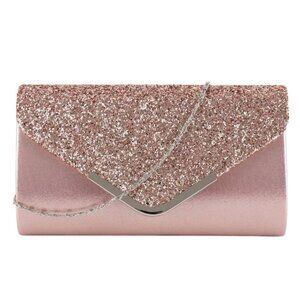 Women Evening Clutch Bag Wedding Golden Sequins Clutch Purse Chain Shoulder Bags